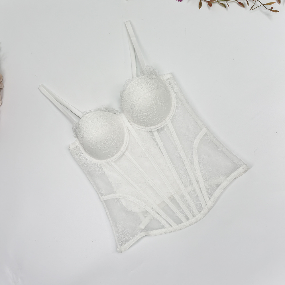 Womens Lace Corset Bustier Ladies Trendy Tightened Fishbone Bra Tops Vest